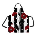 thumbnail image 1 of PKQWTM Floral Red Poppies Black White Striped Unisex Adjustable Bib Apron with Pockets for Commercial Restaurant and Home Kitchen Use, 1 of 1