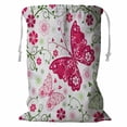 thumbnail image 1 of PKQWTM Floral White Pattern With Flowers And Butterflies Storage Basket Laundry Bag with Drawstring Size 24x32 Inch, 1 of 3