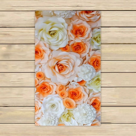 PKQWTM Flower Orange White Color Microfiber Bath Towels Bathroom Body Shower Towel Size 16x28 Inches