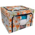 thumbnail image 1 of PKQWTM Flower Orange White Color Storage Bag Clear Window Storage Bins Boxes Large Capacity Foldable Stackable Organizer With Steel Metal Frame For Bedding,Clothes,Closets, Bedrooms, 1 of 3