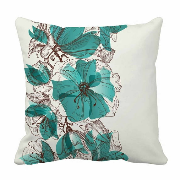 PKQWTM Flower Pattern Bed Decor Pillow Cases Zippered Cushion Cover Size 20x20 Inches