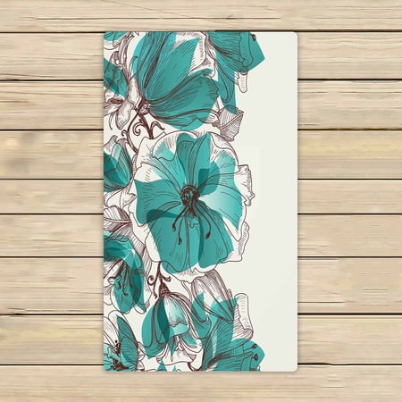 PKQWTM Flower Pattern Microfiber Bath Towels Bathroom Body Shower Towel Size 16x28 Inches