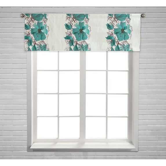 PKQWTM Flower Pattern Window Curtain Valance Rod Pocket 54x18 inch