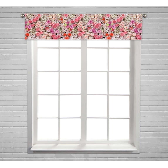 PKQWTM Beautiful Flowers Wedding Scene Window Curtain Valance Rod Pocket 54x12 inch
