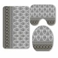 thumbnail image 1 of PKQWTM Flowers Paisley Wrapping Floral Ornament 3 Piece Bathroom Rugs Set Bath Rug Contour Mat and Toilet Lid Cover, 1 of 2