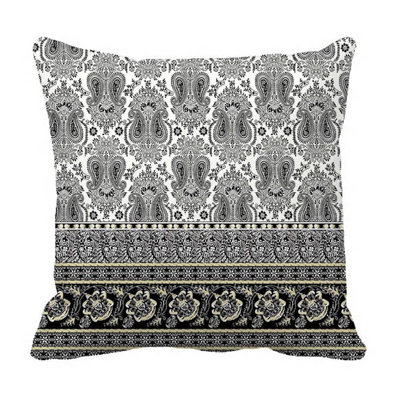 PKQWTM Flowers Paisley Wrapping Floral Ornament Bed Decor Pillow Cases Zippered Cushion Cover Size 20x20 Inches