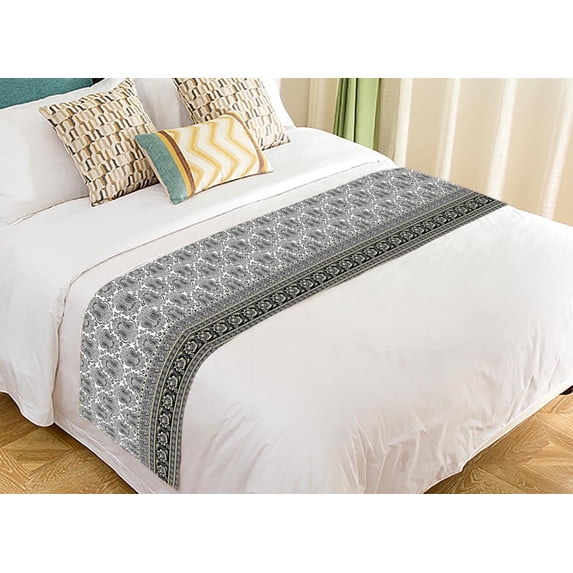 PKQWTM Flowers Paisley Wrapping Floral Ornament Bed Runner Bedroom Bedding Decor Bedding Scarf Size 20x95 inches