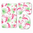 thumbnail image 1 of PKQWTM Flowers Palm Leaves Flamingo On White 3 Piece Bathroom Rugs Set Bath Rug Contour Mat and Toilet Lid Cover, 1 of 2