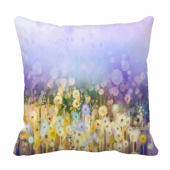 PKQWTM Flowers Plant Dandelion Fields Meadow Landscape Wildflower Sky Bed Decor Pillow Cases Zippered Cushion Cover Size 16x16 Inches