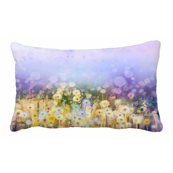 PKQWTM Flowers Plant Dandelion Fields Meadow Landscape Wildflower Sky Bed Decor Pillow Cases Zippered Cushion Cover Size 20x30 Inches