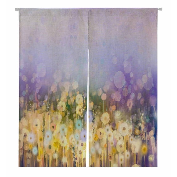 PKQWTM Flowers Plant Dandelion Fields Meadow Landscape Wildflower Sky Door Curtain Window Cover Home Decor Hanging Curtain Size 105x120 CM