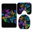 thumbnail image 1 of PKQWTM Flying butterflies on a black background Raster 3 Piece Bathroom Rugs Set Bath Rug Contour Mat and Toilet Lid Cover, 1 of 2