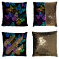 thumbnail image 1 of PKQWTM Flying butterflies on a black background Raster Reversible Mermaid Cushion Cover Home Decor Sequin Pillow Case Size 20x20 inches, 1 of 2