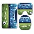 thumbnail image 1 of PKQWTM Football Pitch With Green Grass Blue Light 3 Piece Bathroom Rugs Set Bath Rug Contour Mat and Toilet Lid Cover, 1 of 2
