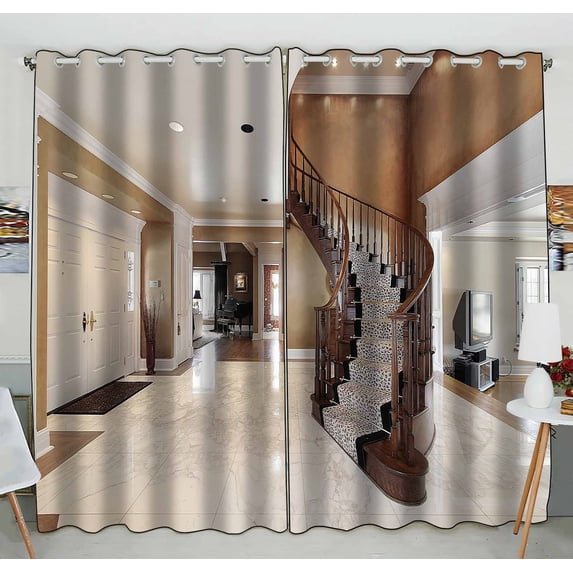 PKQWTM Foyer Stairway Practical heat insulation Shading Window Curtain Size 52(W)x84(H) inches(Two Piece)