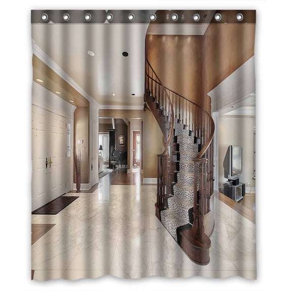 PKQWTM Foyer Stairway WaterProof Polyester Fabric Shower Curtain Size 60x72 Inches