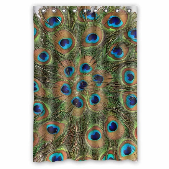 PKQWTM Fragment old fan peacock feathers WaterProof Polyester Fabric Shower Curtain Size 48x72 Inches