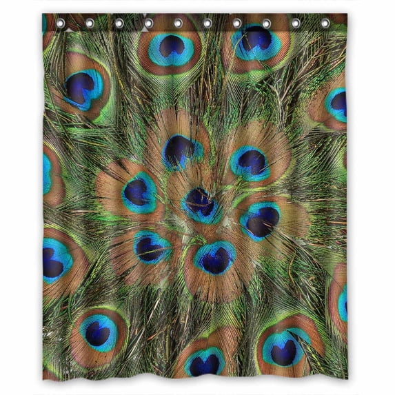 PKQWTM Fragment old fan peacock feathers WaterProof Polyester Fabric Shower Curtain Size 60x72 Inches