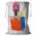 thumbnail image 1 of PKQWTM French Bulldog Dog Bathtub Yellow Plastic Duck Towel Foam Bathing Cap Storage Basket Laundry Bag with Drawstring Size 18x24 Inch, 1 of 3