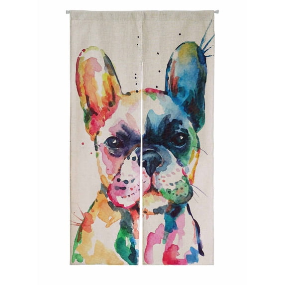 PKQWTM French bulldog Original dog Door Curtain Window Cover Home Decor Hanging Curtain Size 85x150 CM