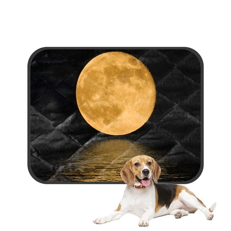 PKQWTM Full Buring Moon Night Moonshine over the Sea Pet Dog Cat Bed Pee Pads Mat Cushion Potty Dogsblankets Crate Bed Kennel 36x48 inch
