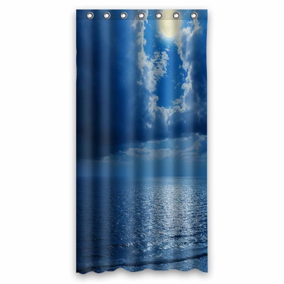PKQWTM Full Moon Dramatic Clouds Sea WaterProof Polyester Fabric Shower Curtain Size 36x72 Inches