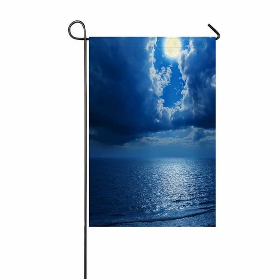 PKQWTM Full Moon Dramatic Clouds Sea Yard Decor Home Garden Flag Size 28x40 Inches