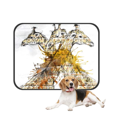 PKQWTM Funny Animals Giraffe Pencil Sketch Pet Dog Cat Bed Pee Pads Mat Cushion Potty Dogsblankets Crate Bed Kennel 36x48 inch