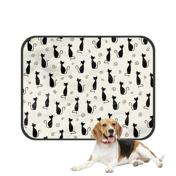 PKQWTM Funny Black Cat Cute Kitten Pet Dog Cat Bed Pee Pads Mat Cushion Potty Dogsblankets Crate Bed Kennel 20x24 inch