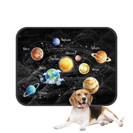 PKQWTM Funny Educational Solar System Planetary Orbit Pet Dog Cat Bed Pee Pads Mat Cushion Potty Dogsblankets Crate Bed Kennel 36x48 inch