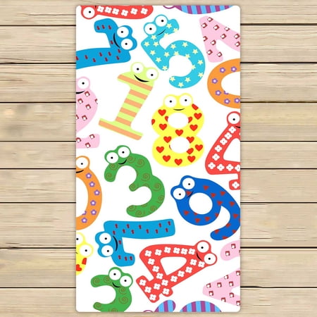 PKQWTM Funny Number Microfiber Bath Towels Bathroom Body Shower Towel Size 30x56 Inches