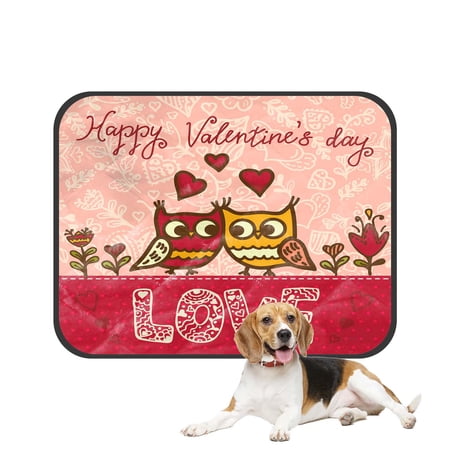 PKQWTM Funny Owl Love Pink Valentine's Day Pet Dog Cat Bed Pee Pads Mat Cushion Potty Dogsblankets Crate Bed Kennel 20x24 inch