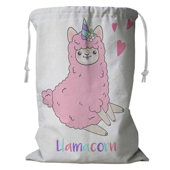 PKQWTM Funny Smiling Pink Unicorn Llama (Alpaca) Storage Basket Laundry Bag with Drawstring Size 24x32 Inch