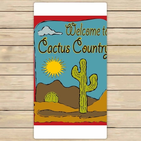 PKQWTM Garden flag desert cactus sun desert welcome sign Microfiber Bath Towels Bathroom Body Shower Towel Size 30x56 Inches