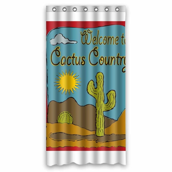 PKQWTM Garden flag desert cactus sun desert welcome sign WaterProof Polyester Fabric Shower Curtain Size 36x72 Inches