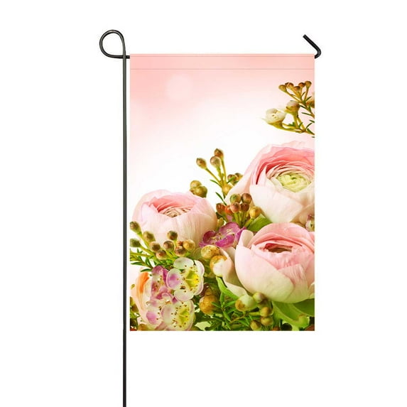 PKQWTM Gentle Bouquet From Pink Roses And Small Flower Yard Decor Home Garden Flag Size 12x18 Inches