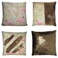 thumbnail image 1 of PKQWTM Gentle Pink Flowers And Flamingo Reversible Mermaid Cushion Cover Home Decor Sequin Pillow Case Size 20x20 inches, 1 of 2