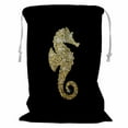 thumbnail image 1 of PKQWTM Glittery golden seahorse on a black Storage Basket Laundry Bag with Drawstring Size 18x24 Inch, 1 of 3