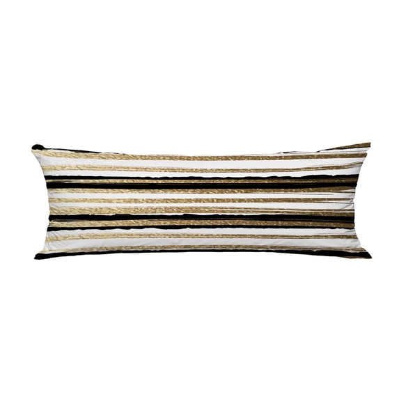 PKQWTM Gold Paints And Black Ink Create Abstract Striped Pattern Long Body Pillow Case Cover Pillow Cushion Size 20x60 Inches
