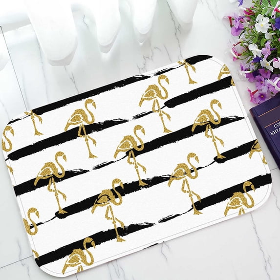PKQWTM Golden Flamingo Home Decor Floor Mat Area Rug Doormat Size 15.7x23.6 Inches