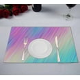 thumbnail image 1 of PKQWTM Gradient Stripes Pastel Rainbow Shiny Lines Neon Kitchen Dining Table Mats Placemats Size 12x18 Inches, Set of 2 Pieces, 1 of 2