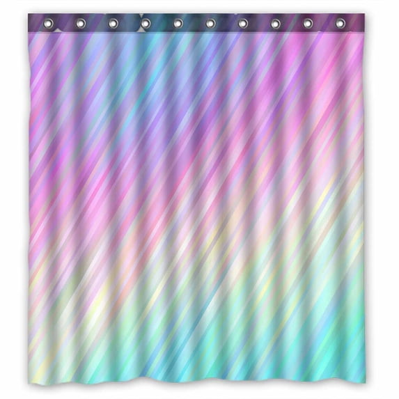 PKQWTM Gradient Stripes Pastel Rainbow Shiny Lines Neon WaterProof Polyester Fabric Shower Curtain Size 66x72 Inches