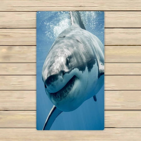 PKQWTM Great White Shark Smiling Microfiber Bath Towels Bathroom Body Shower Towel Size 16x28 Inches