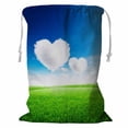 thumbnail image 1 of PKQWTM Green field under blue sky two heart shape Love Storage Basket Laundry Bag with Drawstring Size 24x32 Inch, 1 of 3