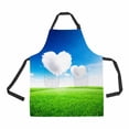 thumbnail image 1 of PKQWTM Green field under blue sky two heart shape Love Unisex Adjustable Bib Apron with Pockets for Commercial Restaurant and Home Kitchen Use, 1 of 2