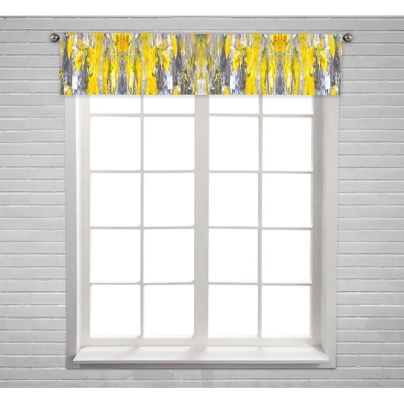 PKQWTM Grey And Yellow Abstract Art Painting Window Curtain Valance Rod Pocket 54x12 inch
