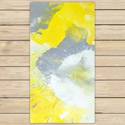 PKQWTM Grey and Yellow Abstract Art Painting Microfiber Bath Towels Bathroom Body Shower Towel Size 30x56 Inches