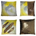 thumbnail image 1 of PKQWTM Grey and Yellow Abstract Art Painting Reversible Mermaid Cushion Cover Home Decor Sequin Pillow Case Size 20x20 inches, 1 of 2