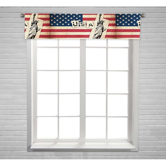 PKQWTM Grunge Flag USA United states America country monuments Window Curtain Valance Rod Pocket 54x12 inch