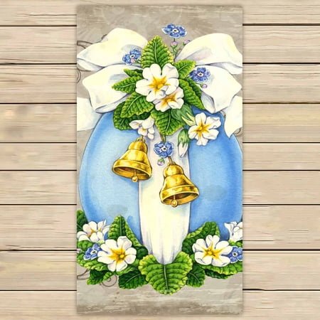 PKQWTM Haapy Easter egg ribbon bow springs flowers Microfiber Bath Towels Bathroom Body Shower Towel Size 30x56 Inches